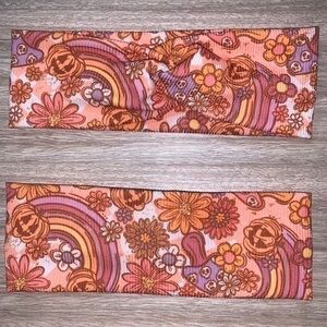 Halloween pumpkin rainbow retro twist front headband new
